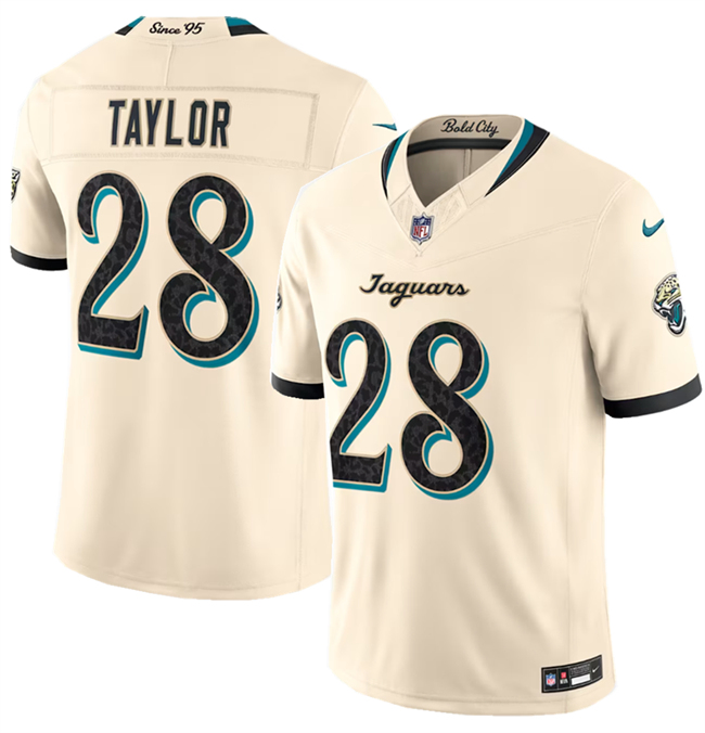 Men's Cream Jacksonville Jaguars #28 Fred Taylor 2026 F.U.S.E. Rivalries Collection Limited Stitched Football Jersey
